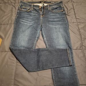 Judy Blue Womens Jeans 13/31 Blue Mid Rise Skinny Fit Stretch Dark Wash Whiskers